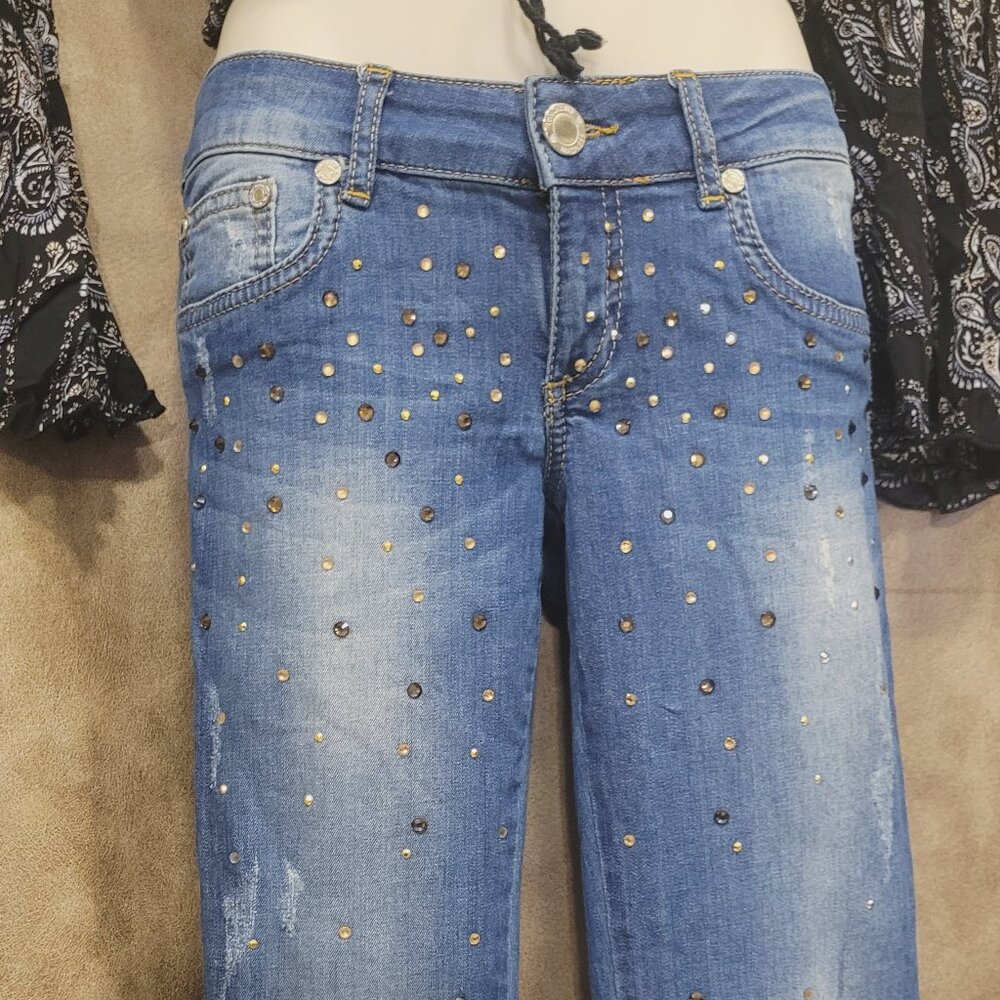 Cuffed jeweled Jeans